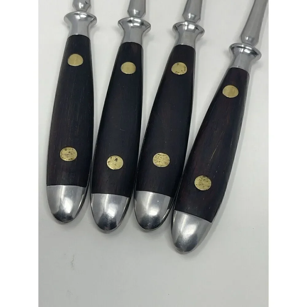 Washington Forge Innsbruck Rosewood Handle Brass Rivet Salad Forks 7” Set Of 4